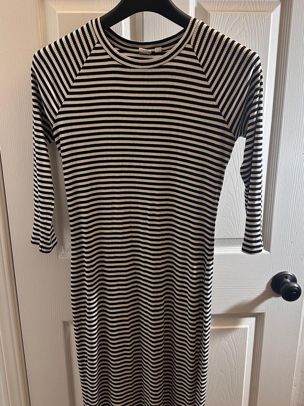 GAP Black and White Striped Midi Dress